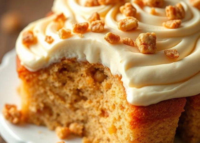 Butterscotch cakes with creamy frosting and nutty bits