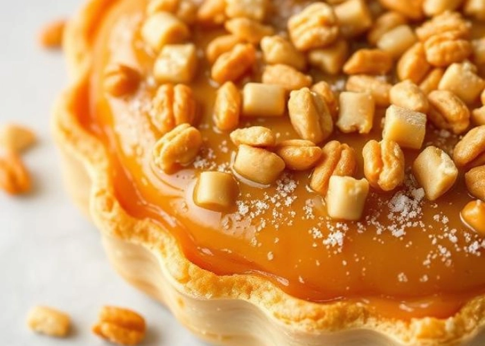 Butterscotch pastry with flaky crust and crunchy butterscotch nuts topping