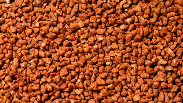 Almond praline 1 A close-up view of almond-salted pralines, showing their crunchy pralines texture.
