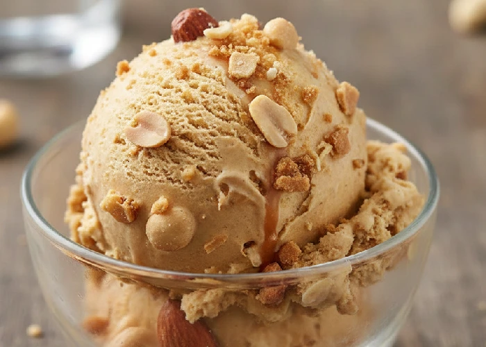 A scoop of nutty crunch ice cream