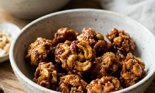 Crunchy cashew pralines for praline ice cream
