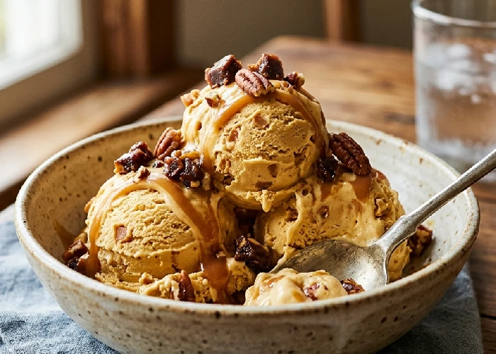Bowl of best butterscotch ice cream
