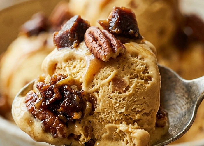 High end ice cream texture close up