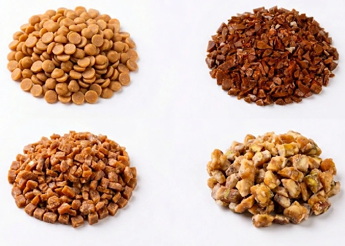 Assorted premium dessert toppings on a white background.